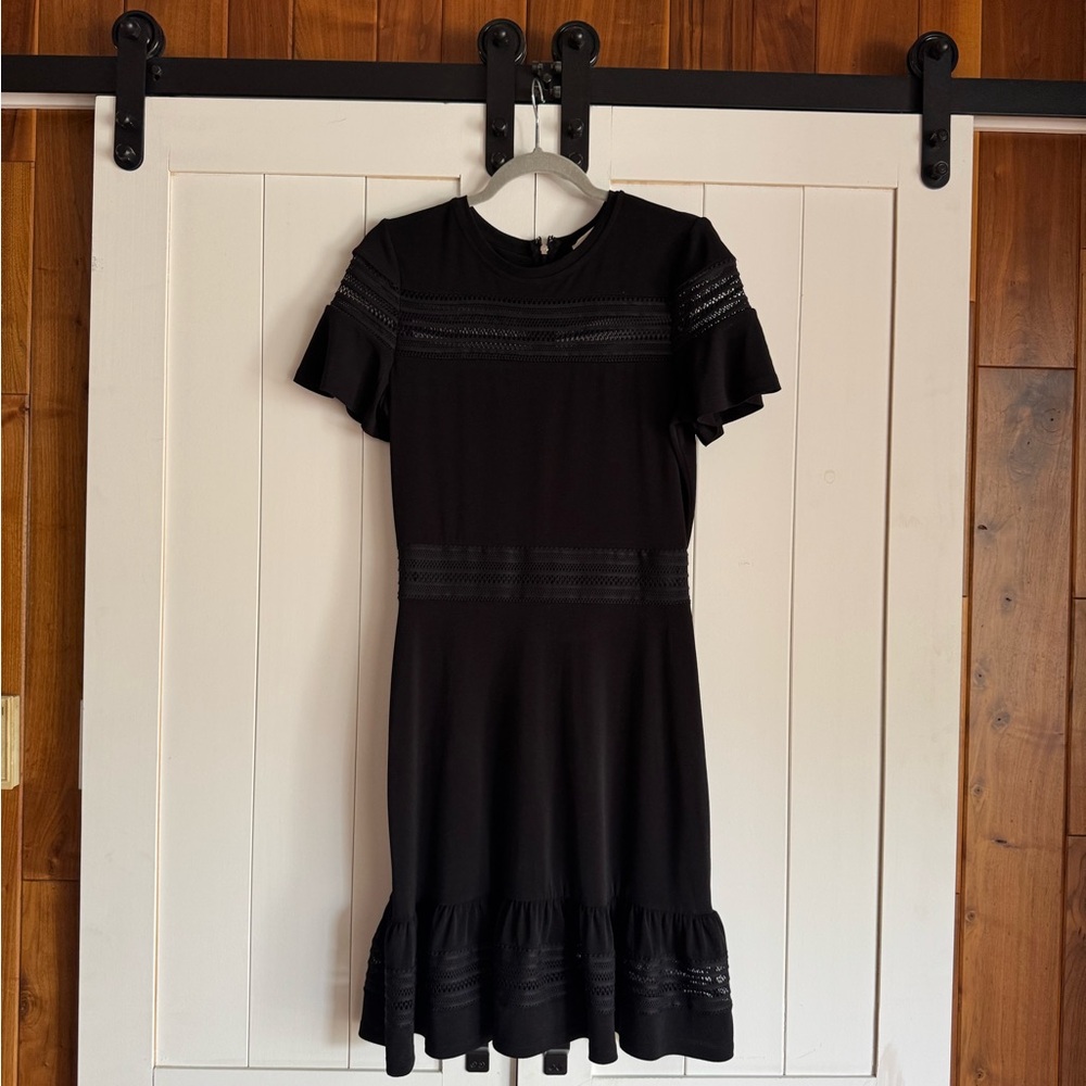 Michael Kors Black Mini Dress with Ruffle Accents